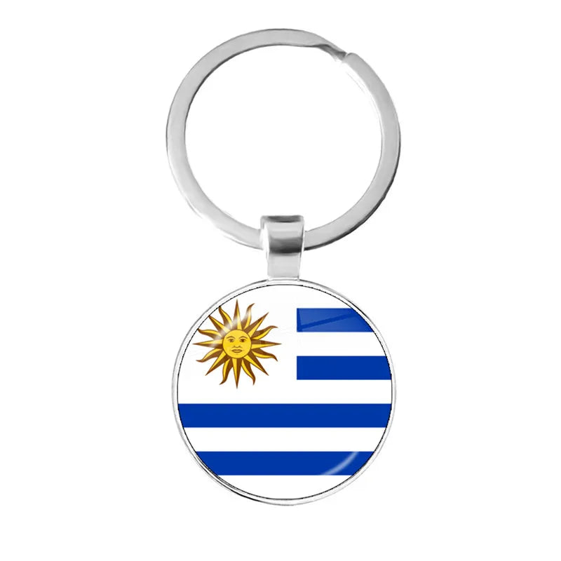 Malta Zambia Zimbabwe Latvia Armenia Azerbaijan Saudi Arabia UAE Morocco Glass Cabochon National Flag Keychain Keyholder Gift