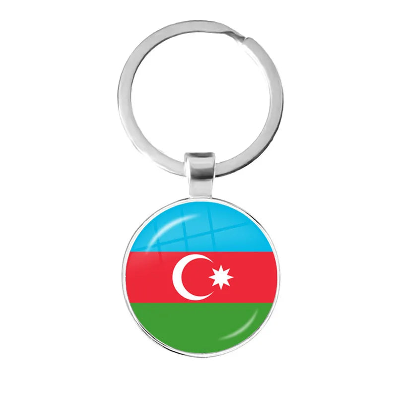 Malta Zambia Zimbabwe Latvia Armenia Azerbaijan Saudi Arabia UAE Morocco Glass Cabochon National Flag Keychain Keyholder Gift