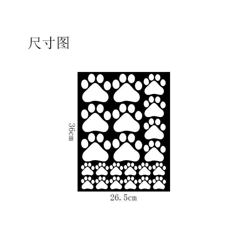 Cartoon Dog Cat Walking Paw Print Wall Stickers For Kids Rooms Pet Room Decoration Wall Art Bowl Car Glass Waterproof Poster