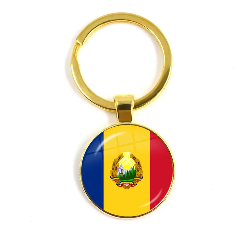 Malta Zambia Zimbabwe Latvia Armenia Azerbaijan Saudi Arabia UAE Morocco Glass Cabochon National Flag Keychain Keyholder Gift