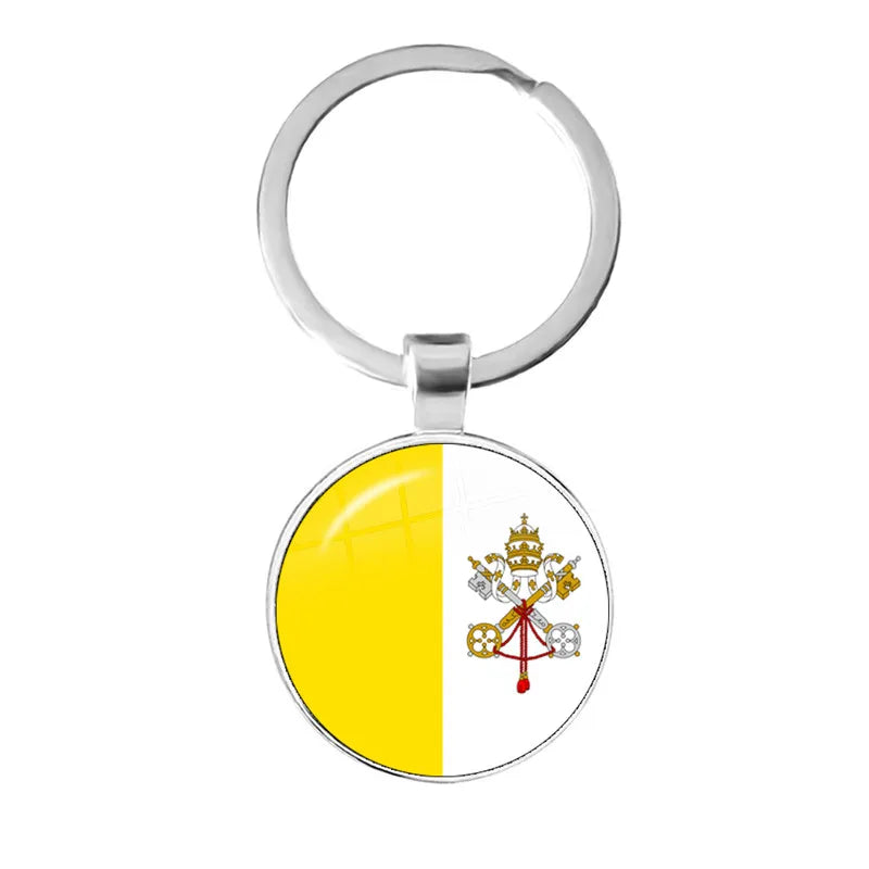 Malta Zambia Zimbabwe Latvia Armenia Azerbaijan Saudi Arabia UAE Morocco Glass Cabochon National Flag Keychain Keyholder Gift