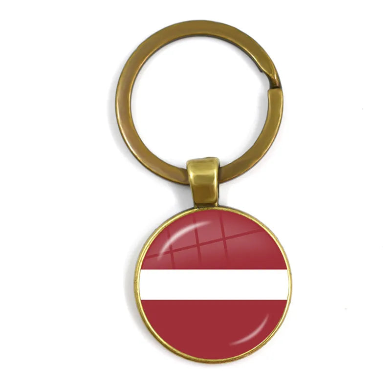 Malta Zambia Zimbabwe Latvia Armenia Azerbaijan Saudi Arabia UAE Morocco Glass Cabochon National Flag Keychain Keyholder Gift