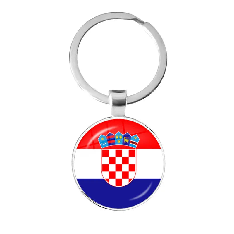 Malta Zambia Zimbabwe Latvia Armenia Azerbaijan Saudi Arabia UAE Morocco Glass Cabochon National Flag Keychain Keyholder Gift