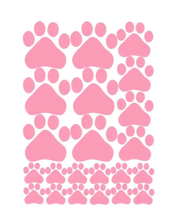 Cartoon Dog Cat Walking Paw Print Wall Stickers For Kids Rooms Pet Room Decoration Wall Art Bowl Car Glass Waterproof Poster