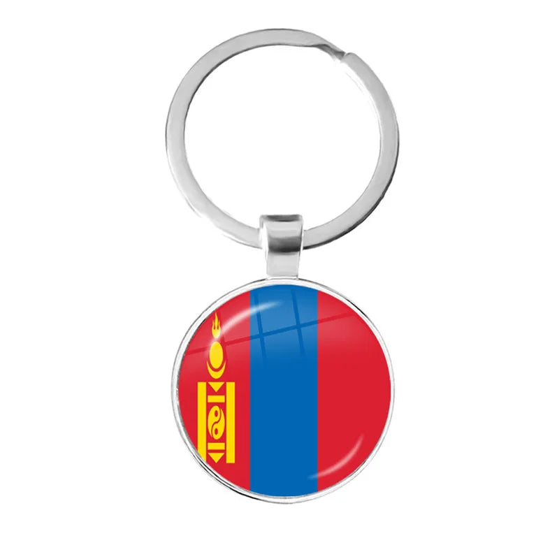 Malaysia, Laos, Denmark, Norway, Sweden, Slovakia National Flag Keychain 25mm Glass Cabochon Key Rings For Women Men Gift