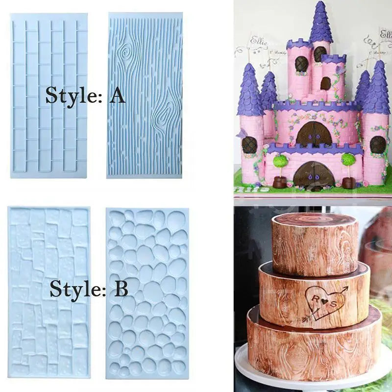 1pc Tree Bark Texture Wood Pattern Mat Fondant Silicone Mould Cake Decoration Sugar Mold Baking Sugarcraft Chocolate Mold