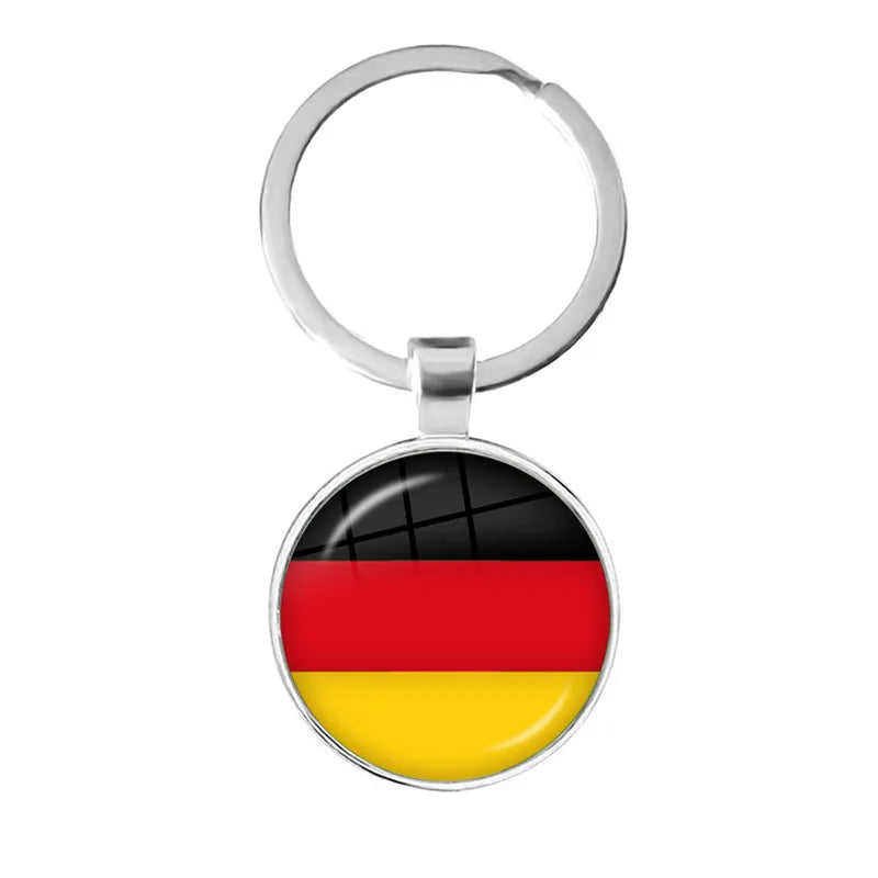 National Flag Glass Cabochon Keychain Greece,Jordan,Italy,Nigeria,Germany,Iran,Czech Republic,Côte d'Ivoire,Lithuania Key Ring