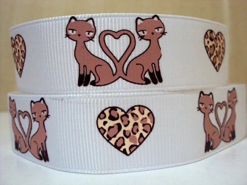 5 Yards Multi Size Cute Cat Theme Ribbons Grosgrain Animal Printed Decorations DIY Sewing Crafts For Making Hair Bows