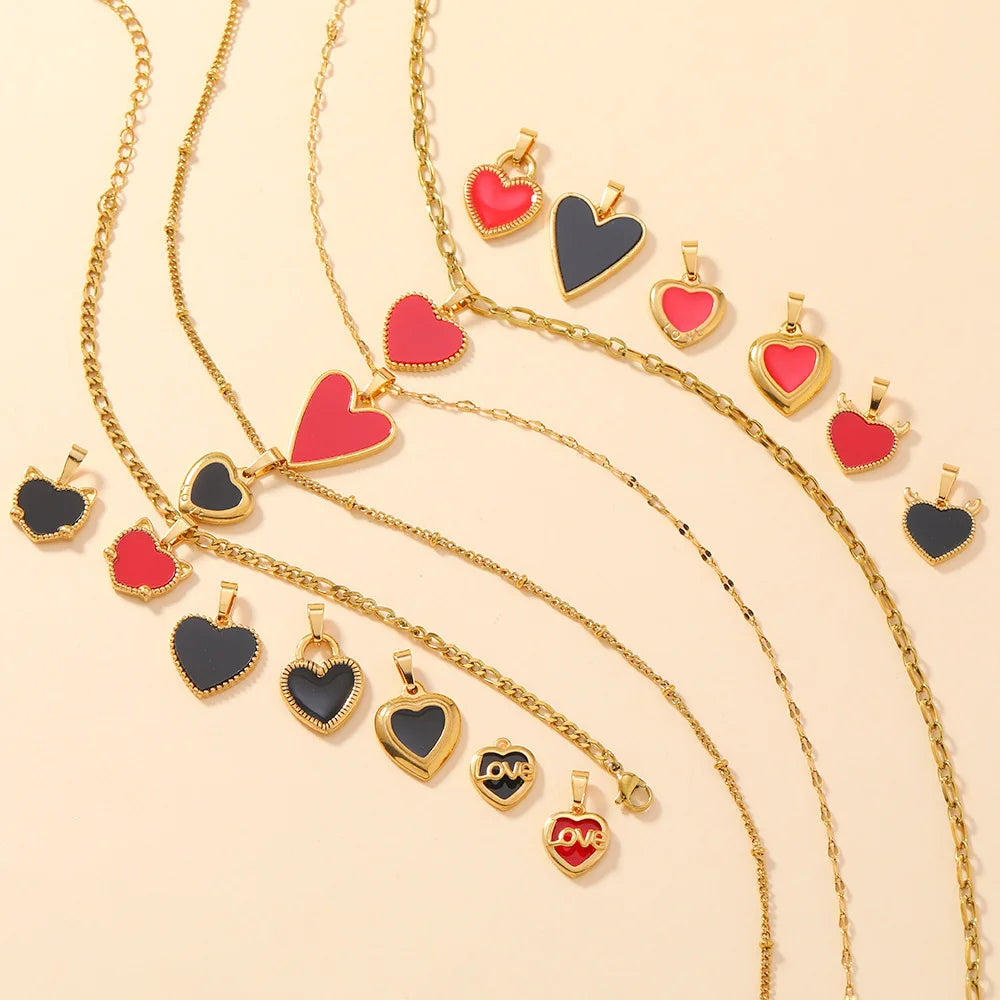 Classic Refined Elegant Women Drop Oil LOVE Love Pendant Necklace Handmade DIY Jewelry Accessories