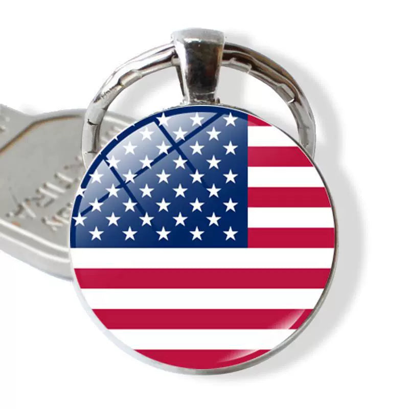 New Arrival Ukraine Russia US Keychain Pendant Cross-Border New Accessories Metal Key Ring Creative Gift