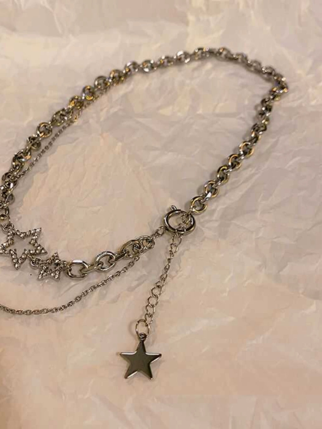 High-Grade XINGX Double-Layer Necklace Women Cold Style Ins Hip-hop Short Choker Trendy Elegant Chain Necklace