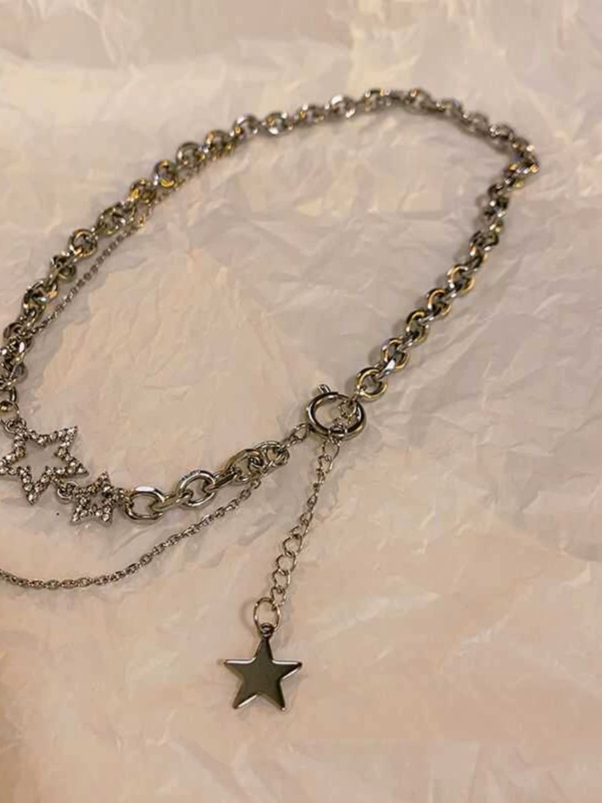 High-Grade XINGX Double-Layer Necklace Women Cold Style Ins Hip-hop Short Choker Trendy Elegant Chain Necklace