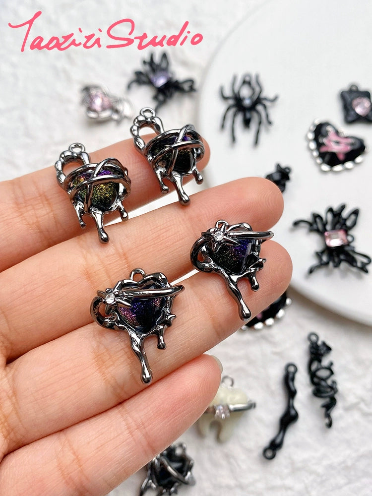 Sweet Cool Black Pink Sexy Liquid Alloy Pendant DIY Handmade Beaded Material Bracelet Necklace Ornament Bead Accessories