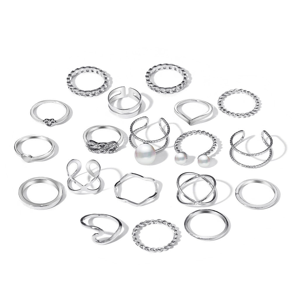 Ring Set 19 Pieces Set Finger Rings Women's Ring Set 19 Pieces