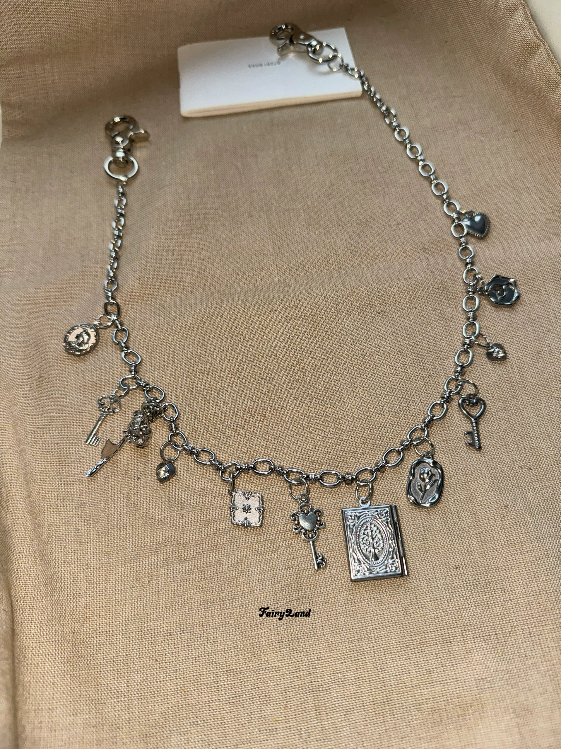 Original Mermaid Retro Love Photo Box Chain Belt Extremely Complex Bag Pendant Metal Silver Waist Pendant Necklace