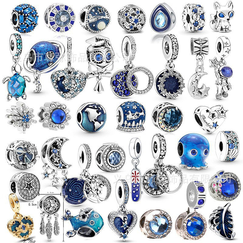 Diy handmade beaded star moon owl turtle hanging blue zinc alloy jewelry wholesale