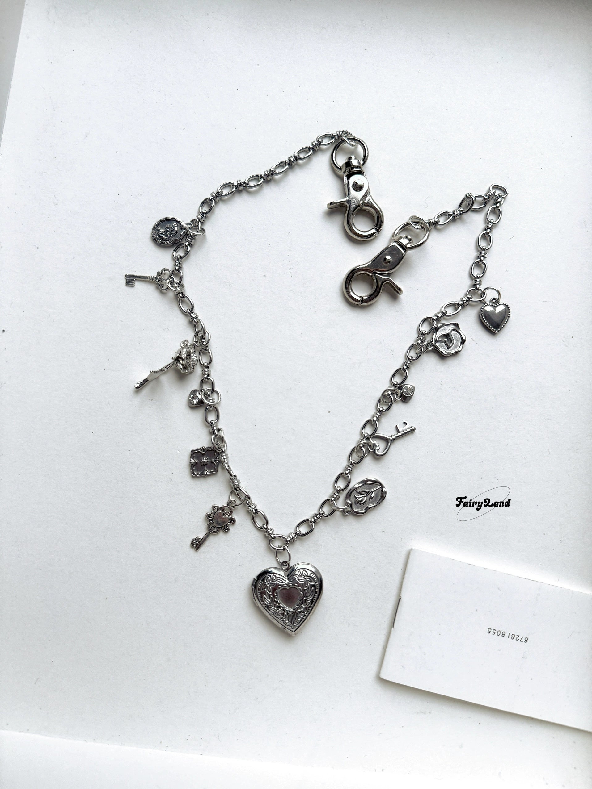 Original Mermaid Retro Love Photo Box Chain Belt Extremely Complex Bag Pendant Metal Silver Waist Pendant Necklace