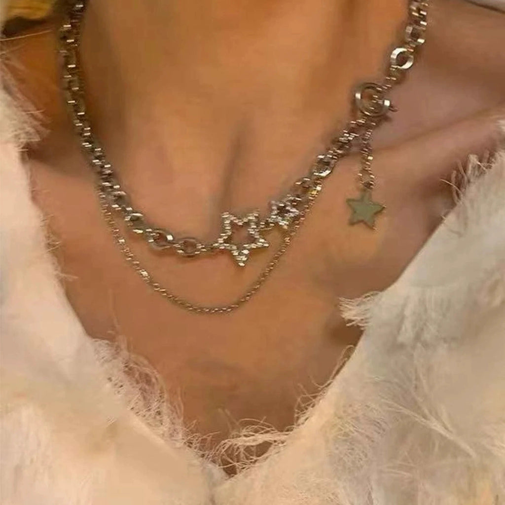 Cold Style Fancy XINGX Double Circle Short Women's Necklace