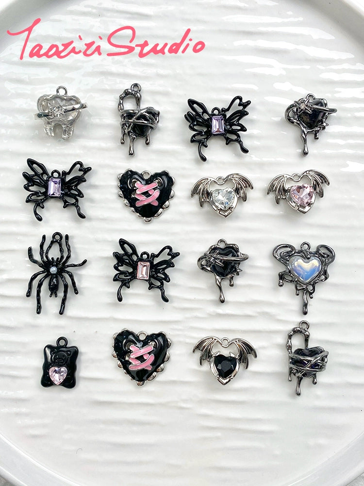 Sweet Cool Black Pink Sexy Liquid Alloy Pendant DIY Handmade Beaded Material Bracelet Necklace Ornament Bead Accessories