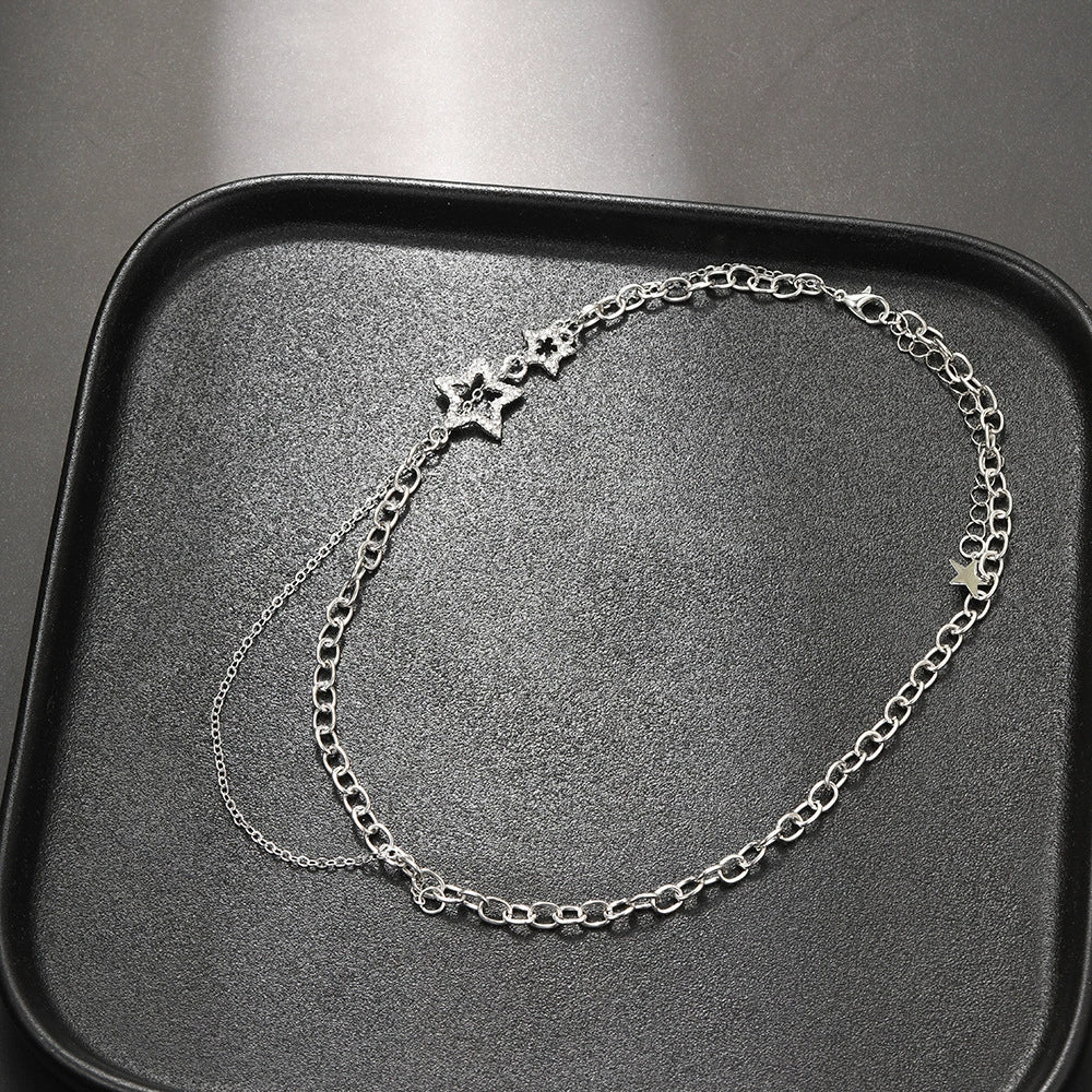 Cold Style Fancy XINGX Double Circle Short Women's Necklace