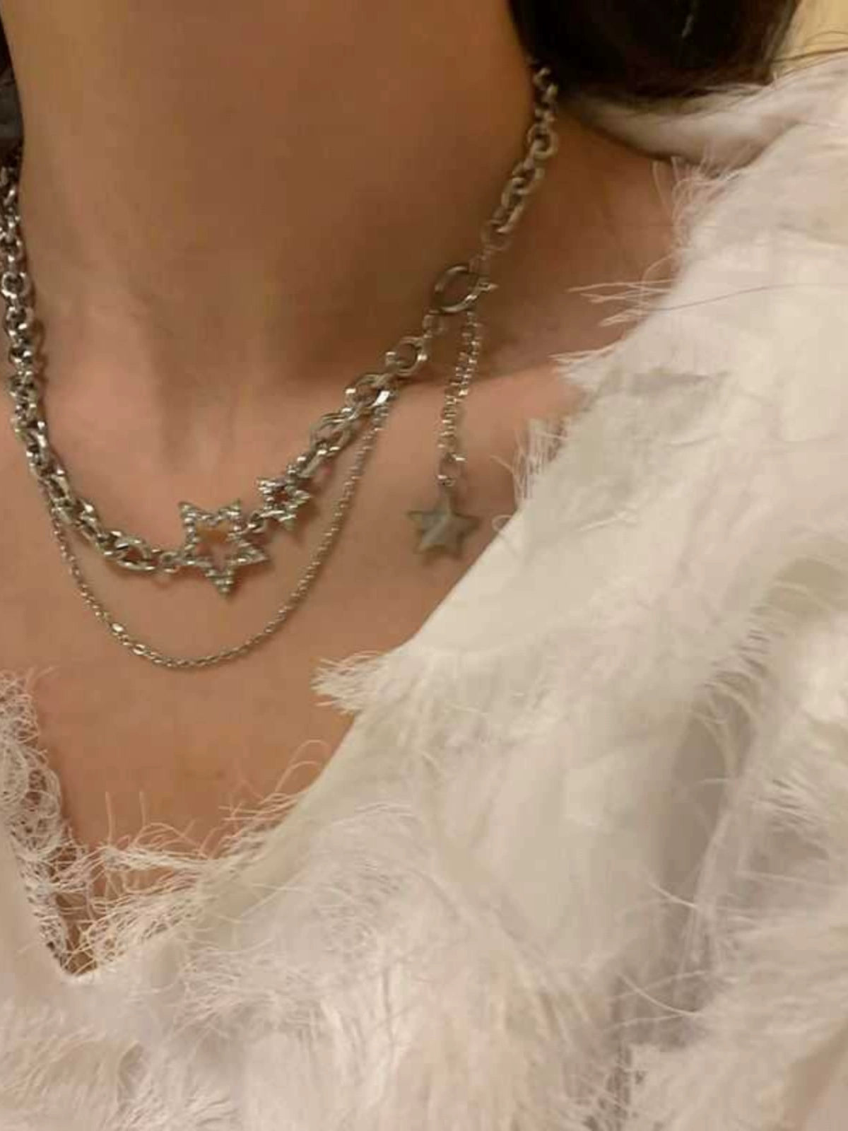 High-Grade XINGX Double-Layer Necklace Women Cold Style Ins Hip-hop Short Choker Trendy Elegant Chain Necklace