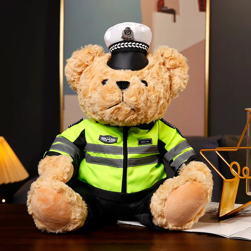 Plush Police Bear Toys Traffic Teddy Bear Peluche  Dolls Full Stuffed Animal Toy For Kids Boys Christmas Birthday Gifts