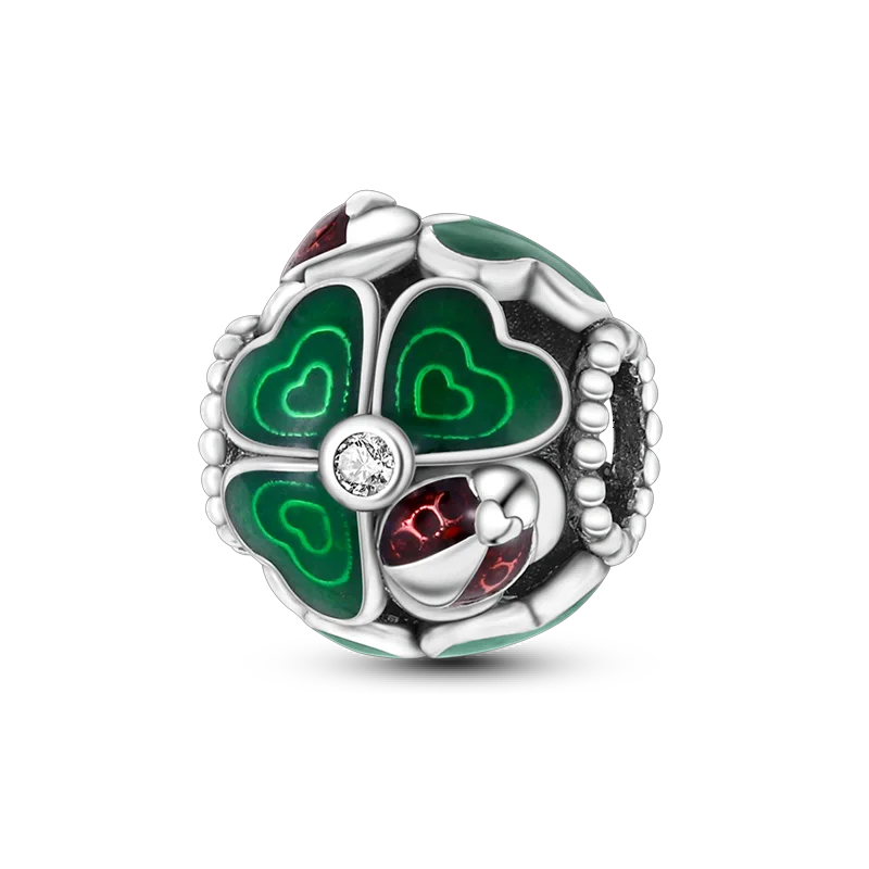 New 925 Sterling Silver Cactus Four Leaf Clover Charm Spring Green Series Bead Pendant For Original Beads Bracelet DIY Jewelry