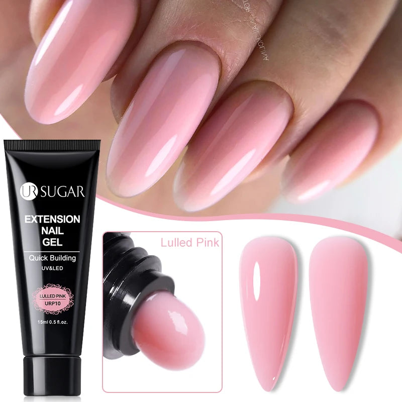 UR SUGAR 15ml Extension Nail Gel Polish Camouflage Nude Pink Semi Permanent UV Hard Gel Nails Finger Prolong Acrylic Varnish