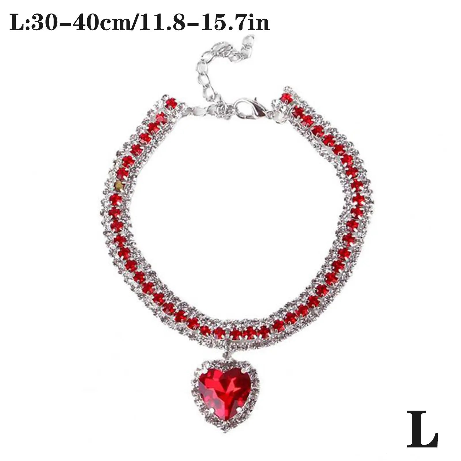 Luxury Crystal Cat Collar Love Pendant Necklace Pet Collar Adjustable Small Dog Cat Neck Ring Rhinestone Collar Pet Accessories