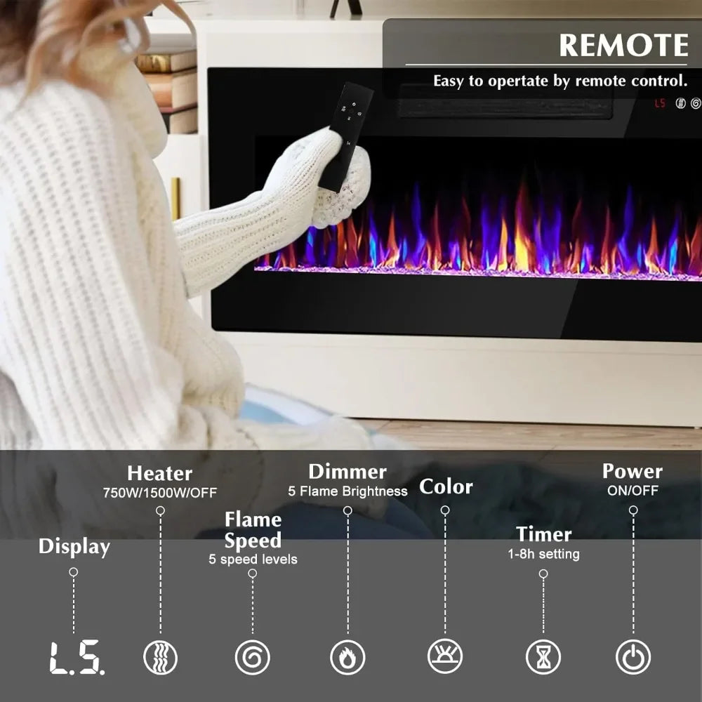 BEST SALE-Fireplace tv Stand with 36 inch Fireplace Up to 80" TVs,70" Modern Wood Media TV Console with Highlight Cabinet for Li