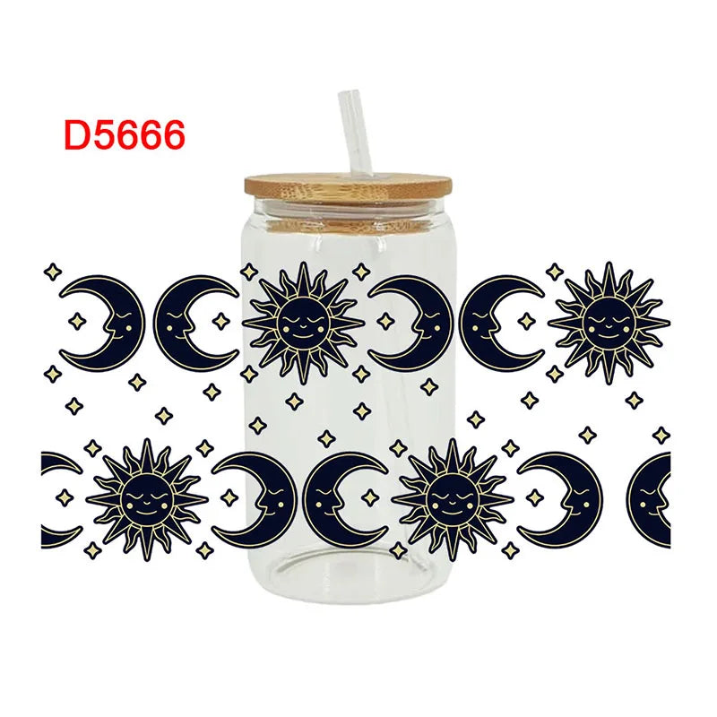 3D UV DTF Transfers Stickers, 16oz, Cup Wraps, Halloween Printed for DIY Glass Ceramic Metal Leather, Etc. D5666