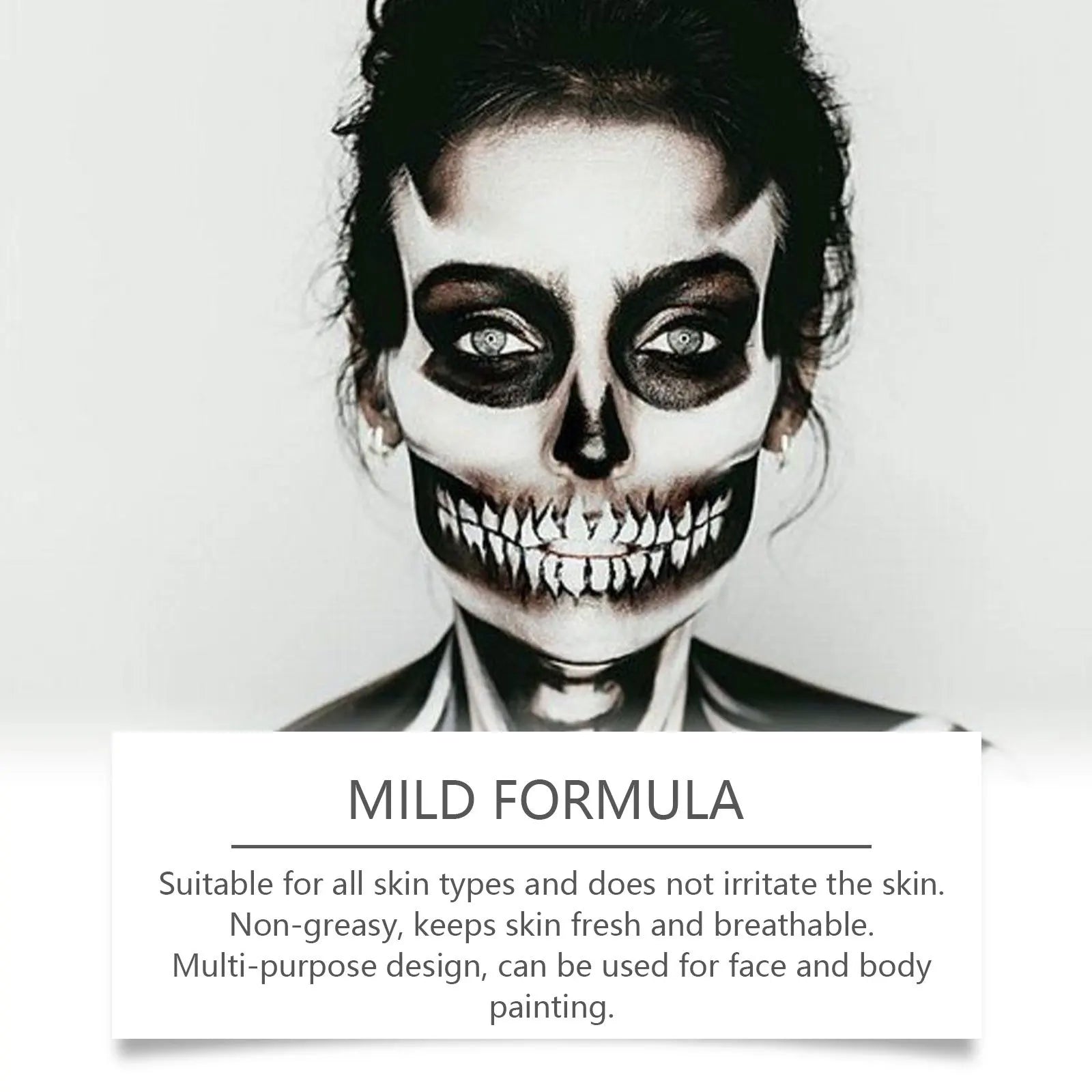 Black White Face Body Paint Kit Cover Foundation Clown Colorful Long Lasting Waterproof Halloween Festive Makeup Accessories Set