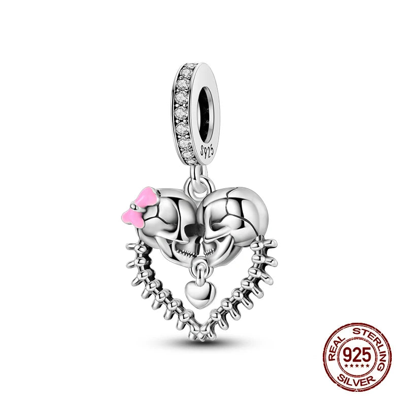 2025 Hot Sale Halloween Charms Bead 925 Sterling Silver Luminous Pumpkin Ghost Dangle Fit Bangle Bracelet Necklace DIY Jewelry