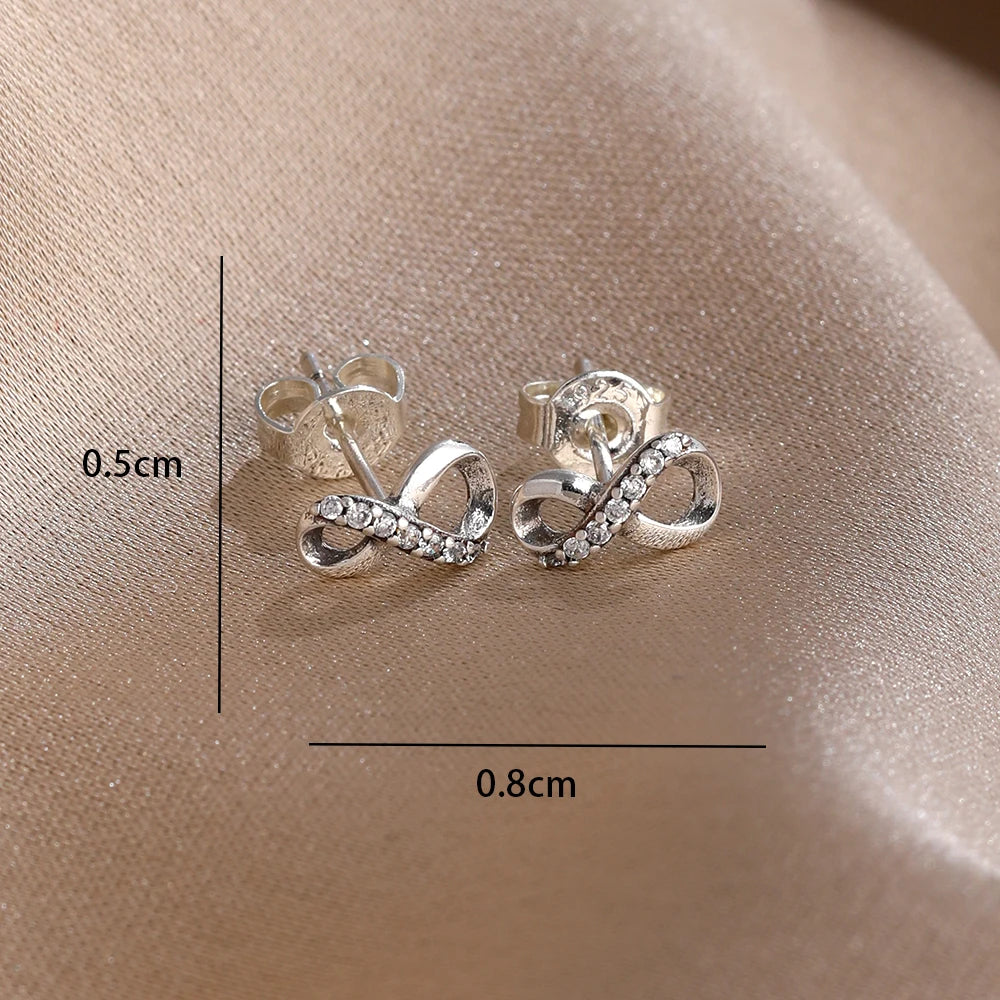 2025 New 925  silver earrings with sparkling red heart and pink bow earrings that fit original women's jewelry DIY birthday gift