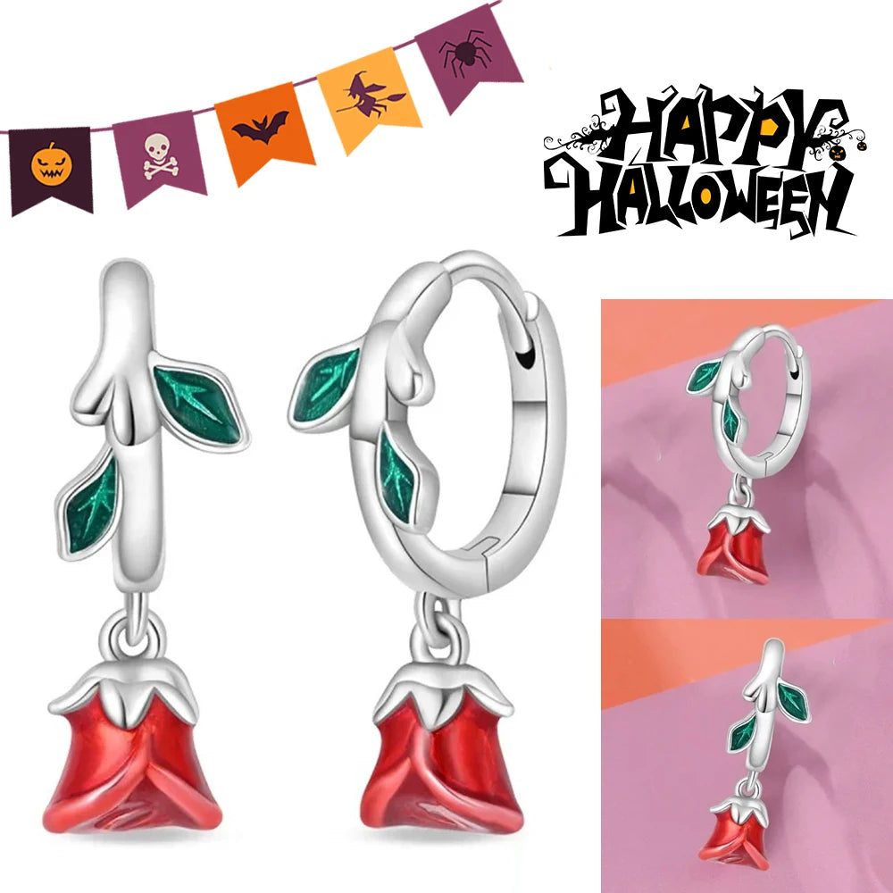 Halloween Pumpkin Bat Ring Earrings halloween charms silver 925 Earring For Women Punk Men's Earrings Fit Party Jewelry Gift