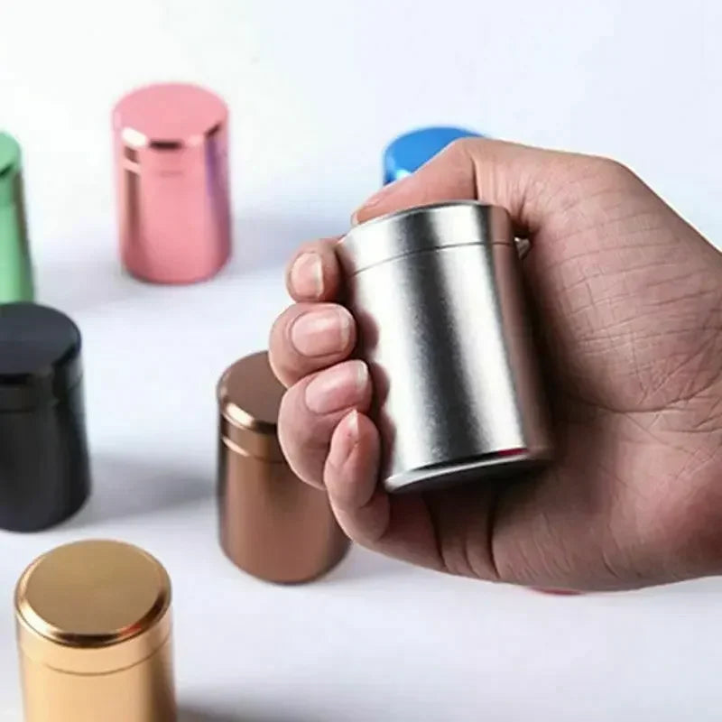 Portable Aluminum Alloy Tea Sealer Can  Mini Herbal Tea Storage Box with Airtight Lid - Gift Packaging Органайзери