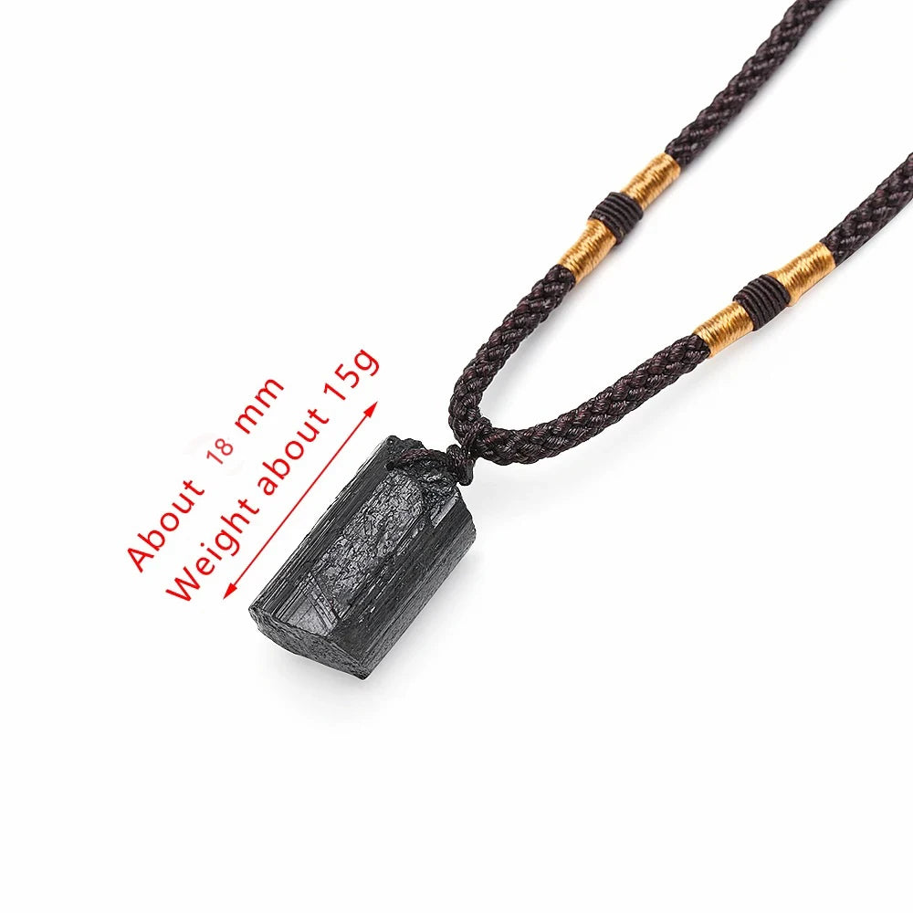 1Pc Fashion Black Tourmaline Stone Pendant Specimen Stone Energy Healing Stone Unisex Men Women Necklace New Jewelry