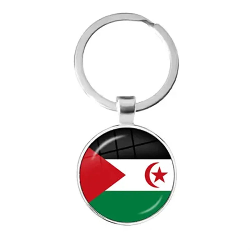Western Sahara,Guinea,Saint Helena,Niger,Guinea-Bissau,Benin National Flag Keychain 25mm Glass Cabochon Key Rings For Gift