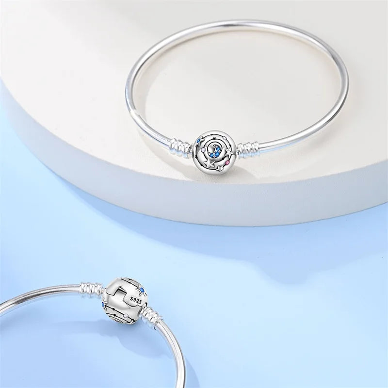 Original 17-20CM Silver 925 Bracelets Star Moon Starry Trajectory Cat Claw Love Zircon Bracelets Fit DIY Charms Birthday Jewelry