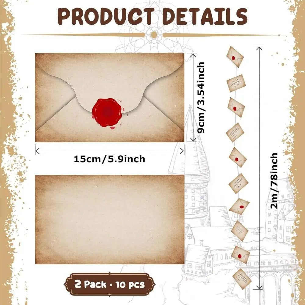 20pcs Magic Wizard Floating Acceptance Letters Banners for Halloween Harry Themed Party Decoration Masquerade Welcome Letter