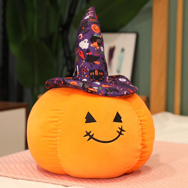 23-60CM Halloween Pumpkin Plush Vegetable Pillow Dolls Horror Wizard Hat Cushaw Shaped Cushion Toys Birthday Christmas Gifts