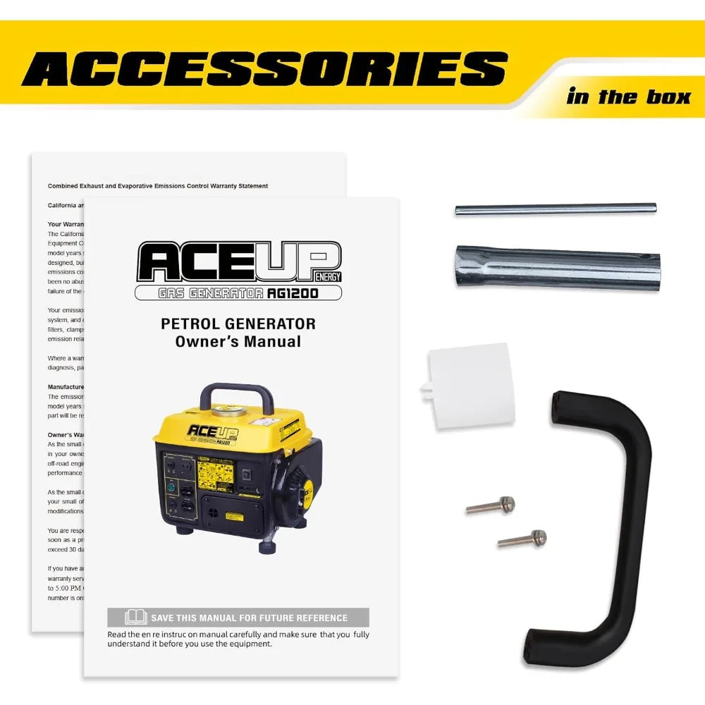 1,200W Gas Powered Generator, Small Portable Generator for Home Use Camping Ultralight, EPA & CARB Compliant