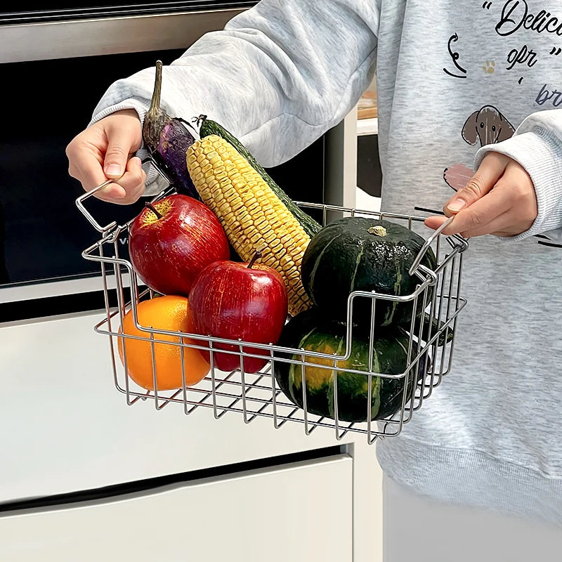 304 Stainl Steel Kitchen Drain Basket Woven Storage Basket for Plates Fruits Utensils Di Drainer Utili Basket