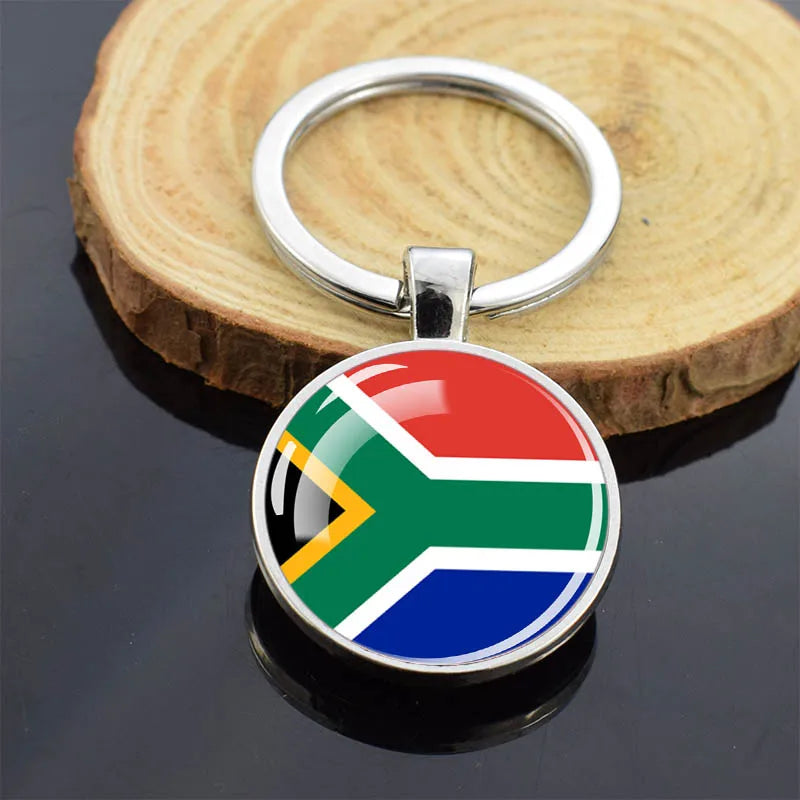 Africa Countries Flag Keychains Double Sided Glass Dome Pendant Key Chains Algeria Somalia Tunisia Morocco Egypt Flag Keyring