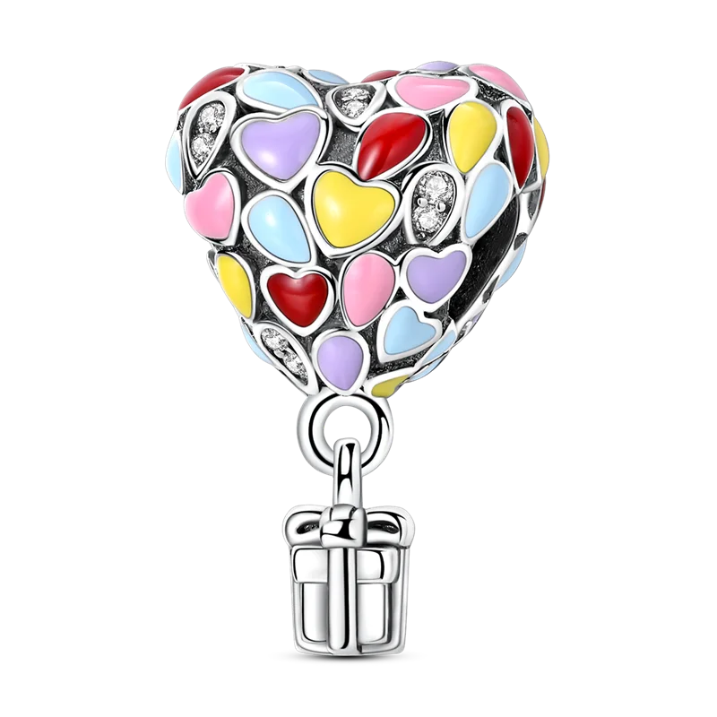 Original Charms Bead 925 Sterling Silver Inlaid Zirconium Bowknot Love Heart Balloon Pendants Fit Bracelet DIY Jewelry Marking