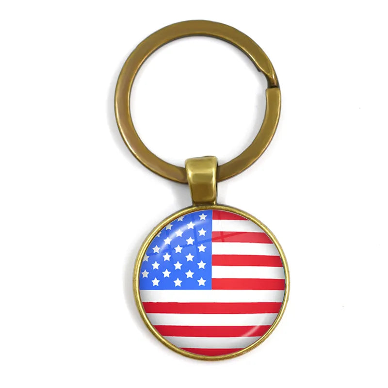 National Flag Round Keychain Korea, Serbia, Russia, Slovenia, Argentina, the United States, Turkey, Spain, Dominica Keyring Gift
