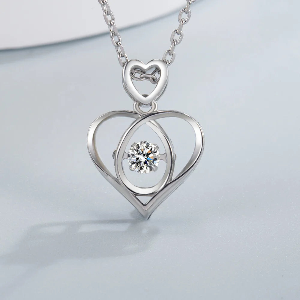 Women's Necklace 925 sterling silver Glowing Firefly Moon Heart Pendant necklace Fashion Day Valentine's Day jewelry gift