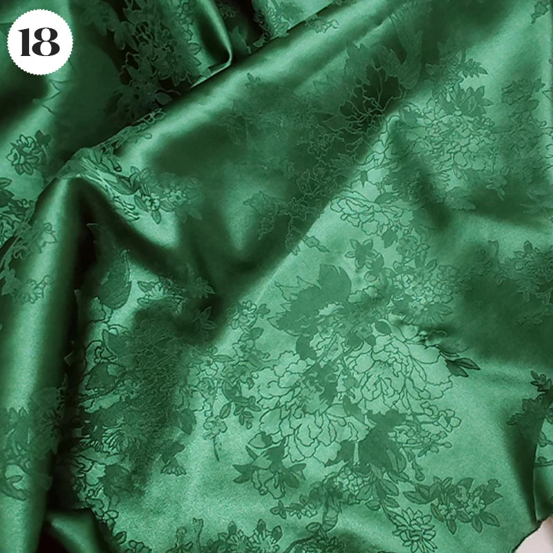Floral Pattern Jacquard Damask Fabric Faux Silk Satin Brocade Fabric For DIY Sewing Cheongsam Hanfu Wedding Dress Garment Decor