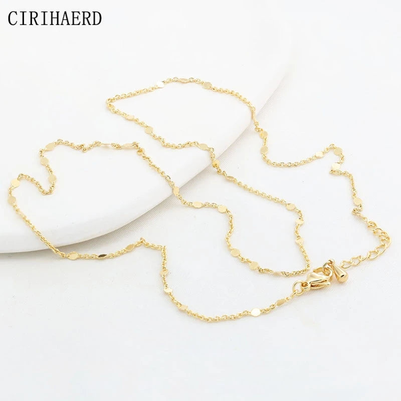 Women's Necklace Chain 14K Gold Plated Fashion Pendant Connecting Chains For DIY Jewelry Making Supplies Length Adjustable Chain