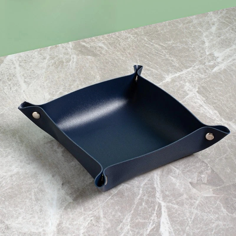 1pc Storage Box Desktop Key Wallet  Tray Valet Trinket Plate Folding Home Decoration Organizer Case